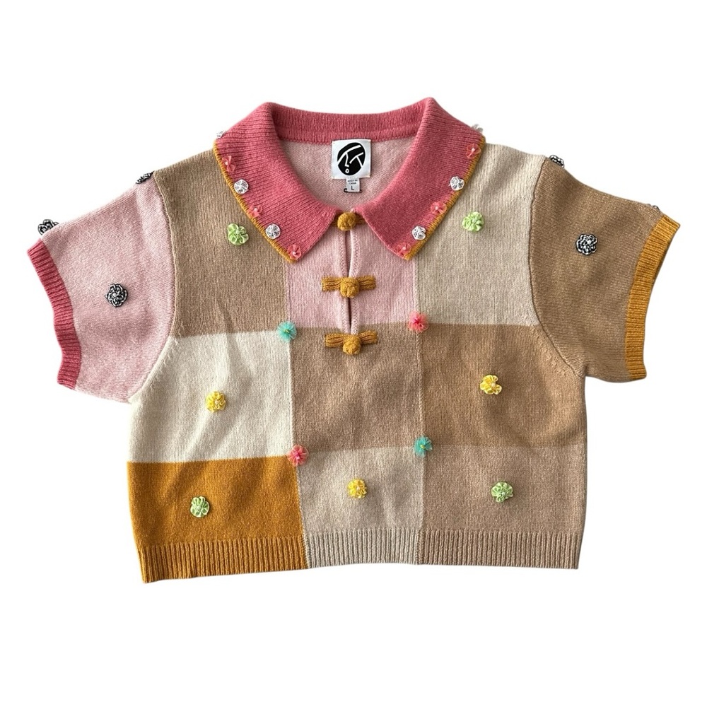 Yanyan Checkered Short Sleeve Sweater Shirt